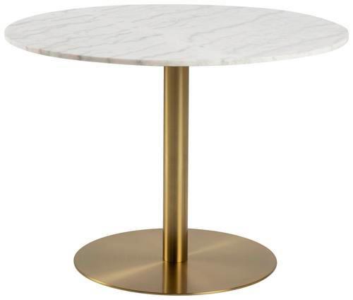 Okrúhly jedálnský stôl CORBY mramor 105x75 cm - biela/mosadzná, Konventionell, kov/kameň (105/75cm)