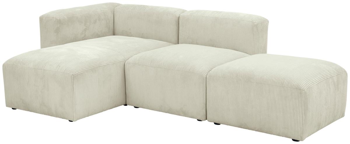 Ecksofa Lenata Creme Cord - Creme/Schwarz, Design, Textil (160/250cm) - Max Winzer