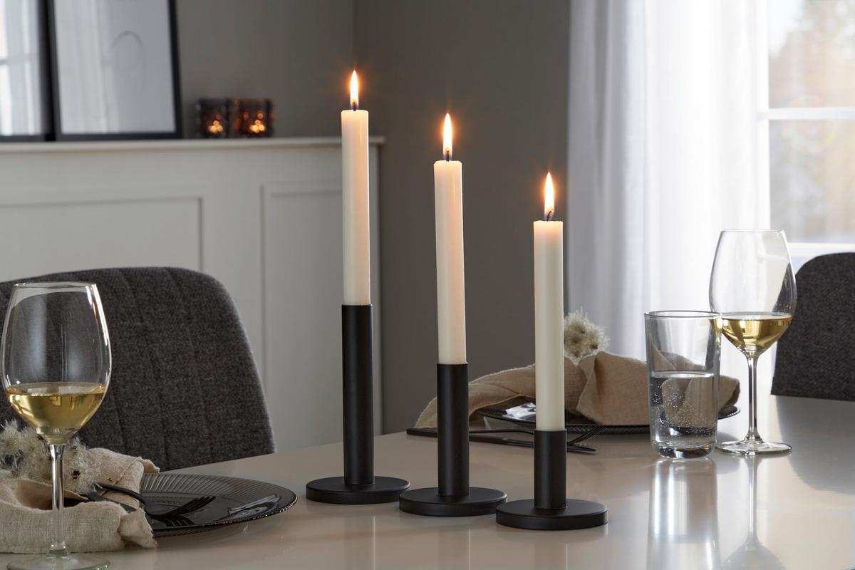 Gyertyatartó Szett Malko 3-Részes - fekete, Basics, fém