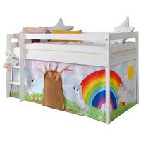 Hochbett Malte Weiß inkl. Rollrost, Matratze, 90x200 cm - Weiß/Naturfarben, Natur, Holz/Textil (90/200cm) - MID.YOU