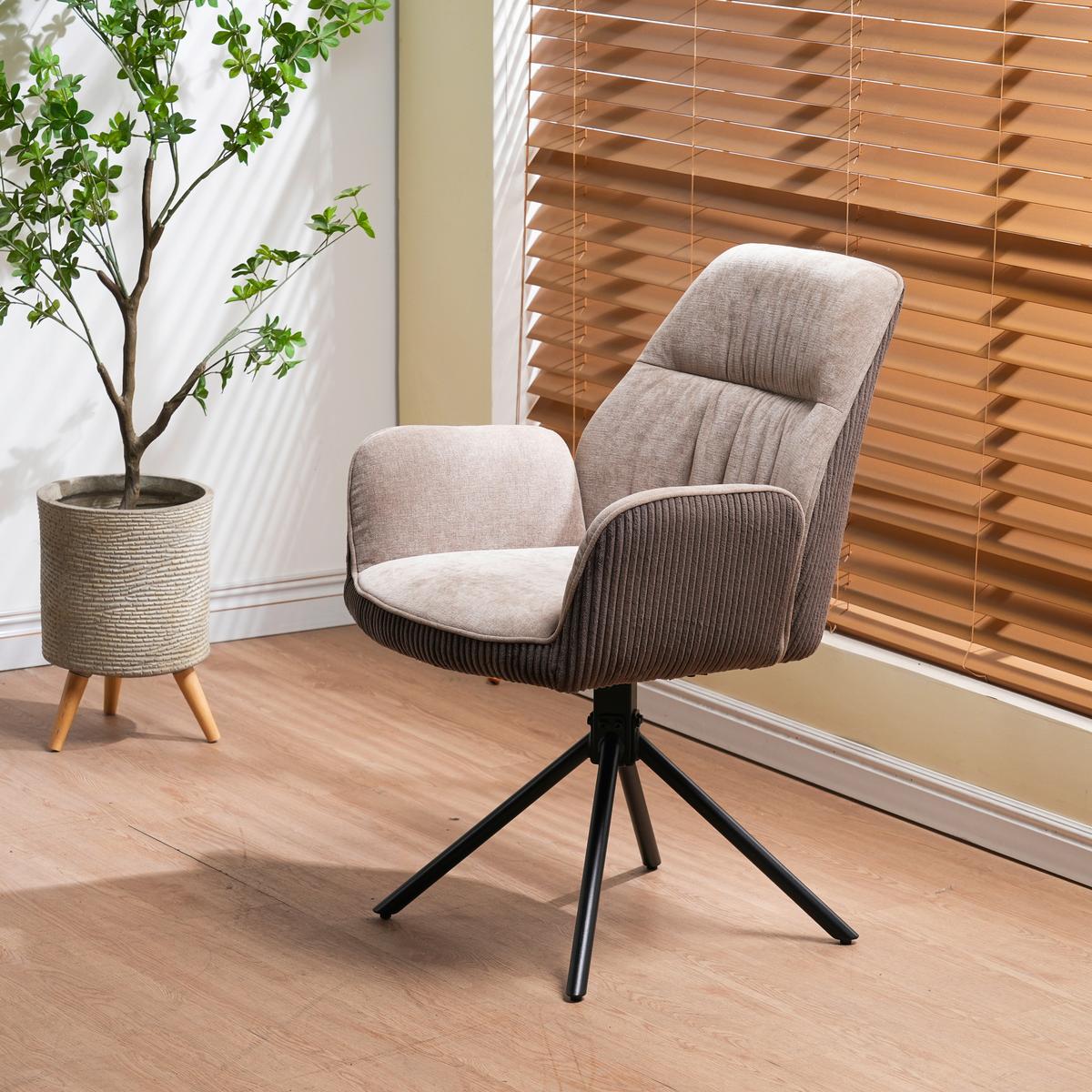 Armlehnstuhl Oulo Beige/Dunkelbraun B: 60 cm - Dunkelbraun/Beige, MODERN, Textil/Metall (60/89/65cm) - Livetastic