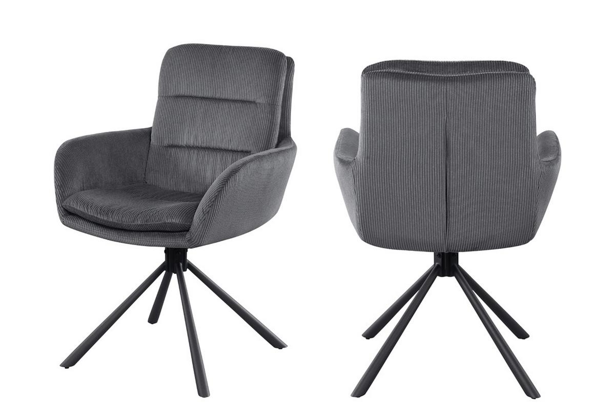 Armlehnstuhl Dunkelgrau B: 60cm - Dunkelgrau/Schwarz, MODERN, Textil/Metall (60/89/64cm) - Livetastic