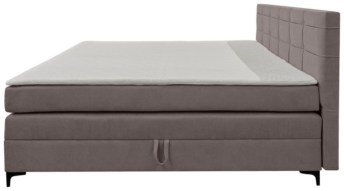 Boxspringbett Mitto mit Topper 180x200 cm - Taupe/Schwarz, KONVENTIONELL, Textil/Metall (180/200cm)