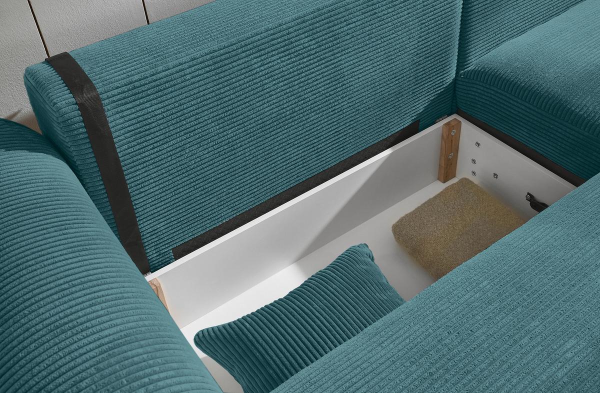 Ecksofa Maureen Azurblau S: 255x185 Cm - Azurblau/Schwarz, KONVENTIONELL, Textil (255/185cm) - MID.YOU