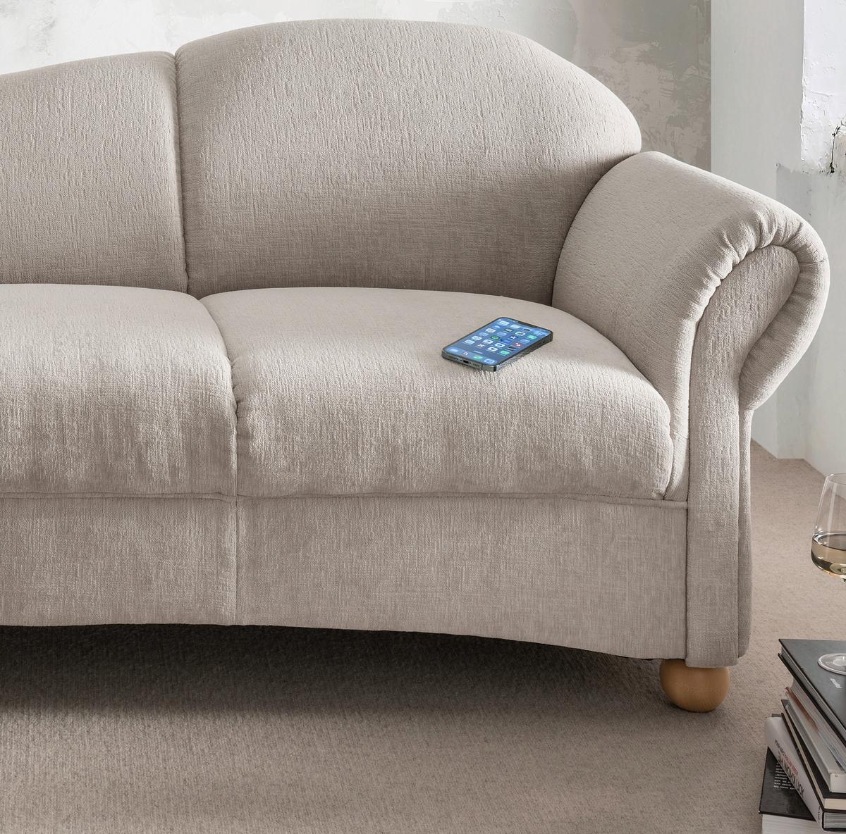 Ottomane Torello Taupe B: 190cm - Taupe/Wildeiche, KONVENTIONELL, Textil (190/84/86cm) - Livetastic