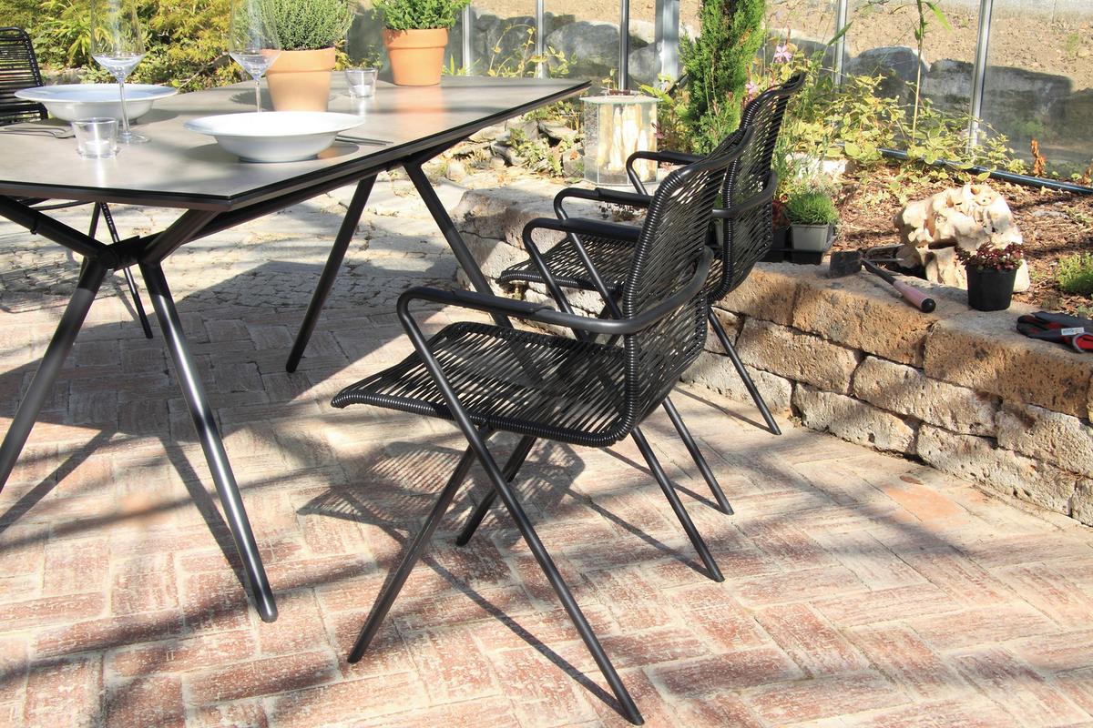 Gartensessel-Set 6-Tlg. Stapelbar Alpha Rope Aluminium - Anthrazit/Schwarz, Basics, Kunststoff/Metall (55/57/83cm) - Acamp