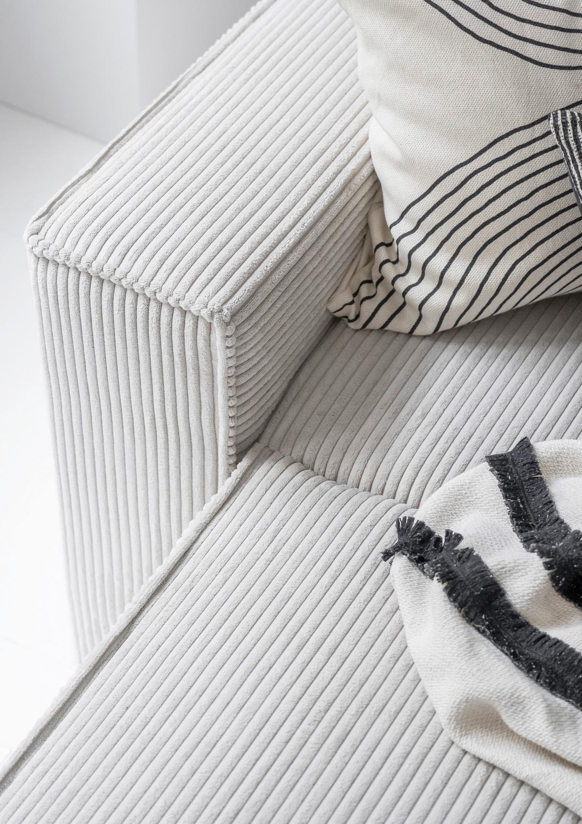 Rohová sedačka OLIVER, béžová, manšestr, pravá - černá/béžová, Design, textil/plast (156/322/194cm) - MID.YOU