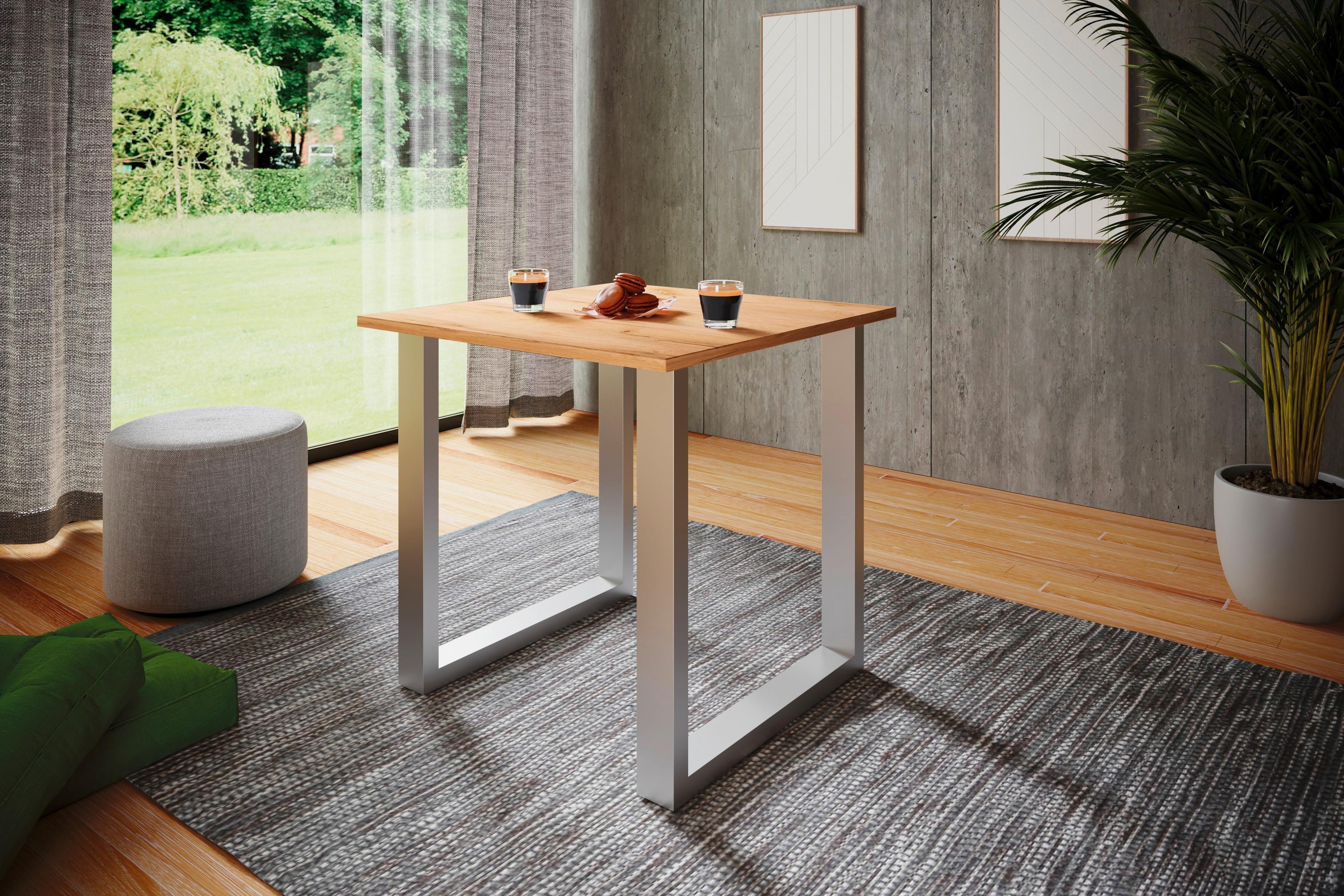 Schreibtisch Lona Eiche Dekor B: 80 Cm - Silberfarben/Silbereichenfarben, Design, Holzwerkstoff/Metall (80/76/50cm) - MID.YOU