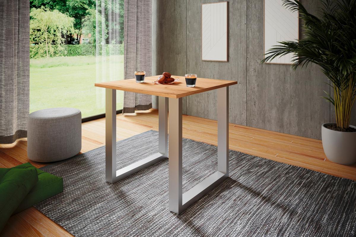 Schreibtisch Lona Eiche Dekor B: 80 cm - Silberfarben/Silbereichenfarben, Design, Holzwerkstoff/Metall (80/76/50cm) - MID.YOU