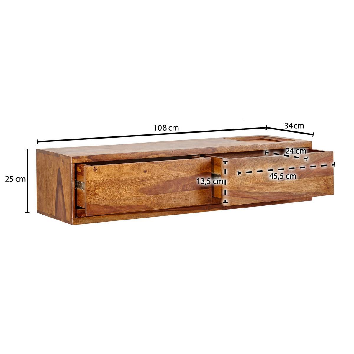 Lowboard Wohnling B: 108 cm Shesham Massiv - Sheeshamfarben, MODERN, Holz (108/25/34cm) - MID.YOU