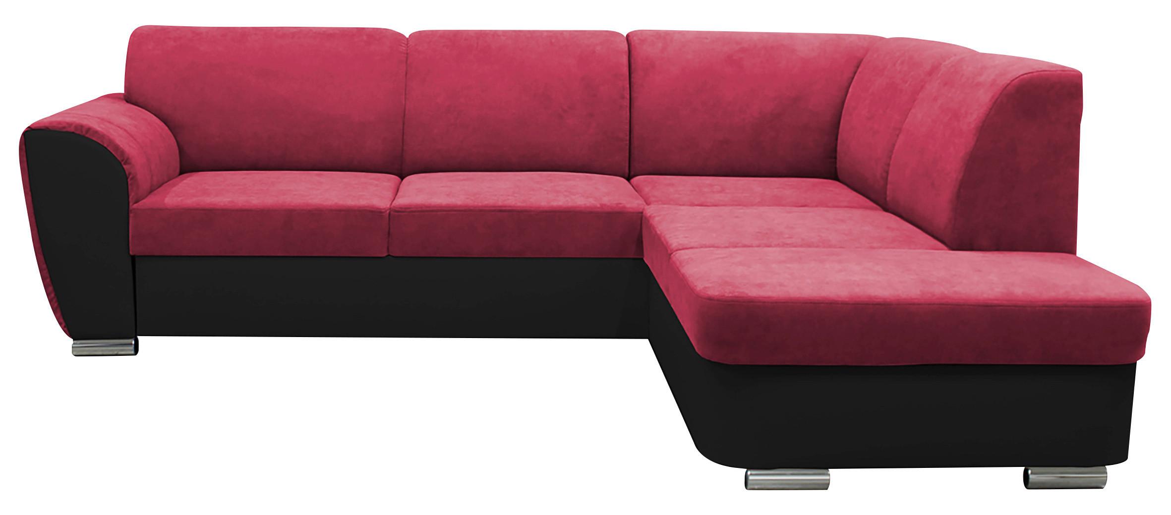 Ecksofa Mit Bettkasten Doris Rücken Echt Rot/schwarz - Silberfarben/Rot, Design, Textil (255/196cm) - MID.YOU