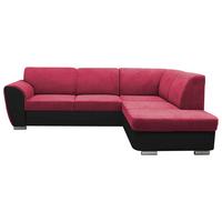 Ecksofa mit Bettkasten Doris Rücken Echt Rot/Schwarz - Silberfarben/Rot, Design, Textil (255/196cm) - MID.YOU