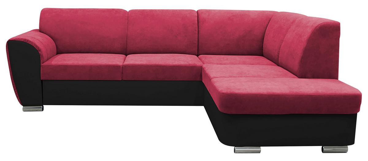 Ecksofa mit Bettkasten Doris Rücken Echt Rot/Schwarz - Silberfarben/Rot, Design, Textil (255/196cm) - MID.YOU