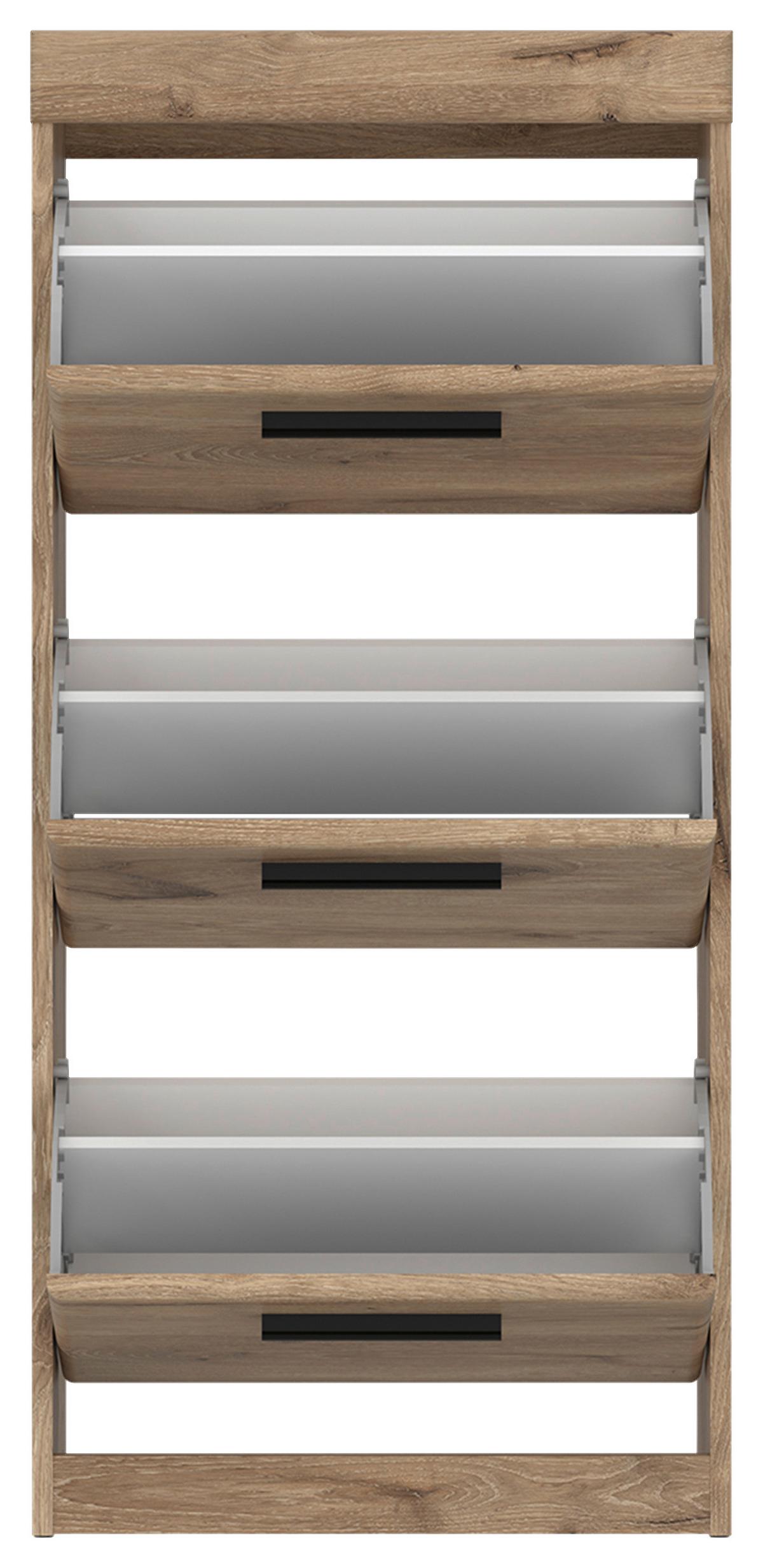 Schuhschrank Grano Eichefarben B: 53,9 Cm - Eichefarben/Schwarz, Trend, Holzwerkstoff (53,9/115,9/30,4cm)
