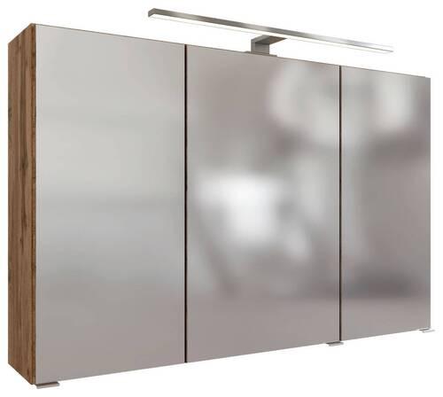 Spiegelschrank Pienza Led 3 Türen BxHxT: 100x64x20 cm - Eiche Wotan, MODERN, Holzwerkstoff (100/64/20cm) - Held