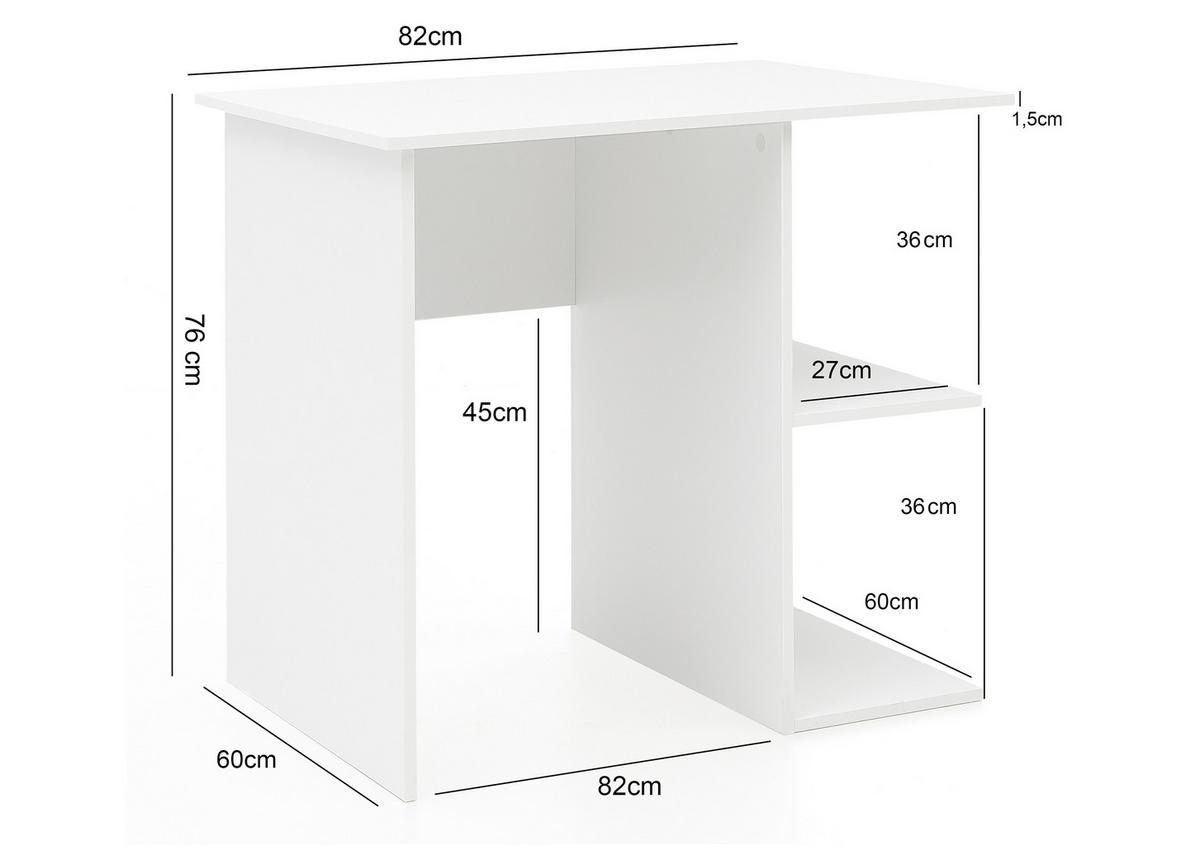 Computertisch mit Ablagefächer B 82cm H 76cm Weiß - Weiß, KONVENTIONELL, Holzwerkstoff (82/60/76cm) - MID.YOU