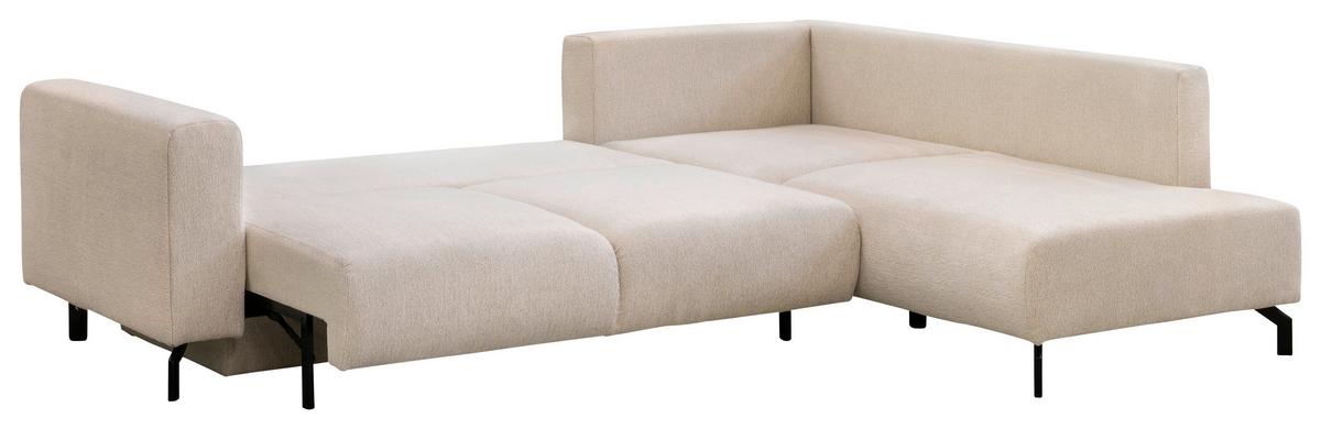 Rohová sedačka VENI, pravá, béžová ženilka - čierna/béžová, Modern, textil (272/210cm)