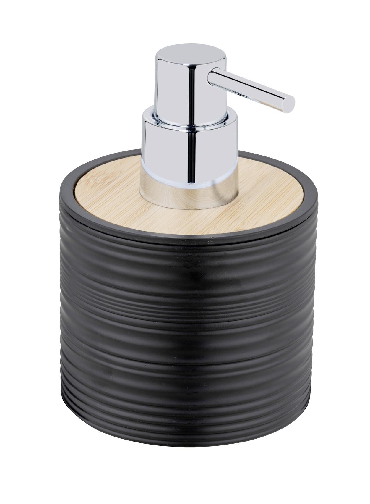 Seifenspender Lyon Schwarz B: 8,7 cm - Schwarz, Trend, Naturmaterialien/Kunststoff (8,7/12,5/8,7cm)