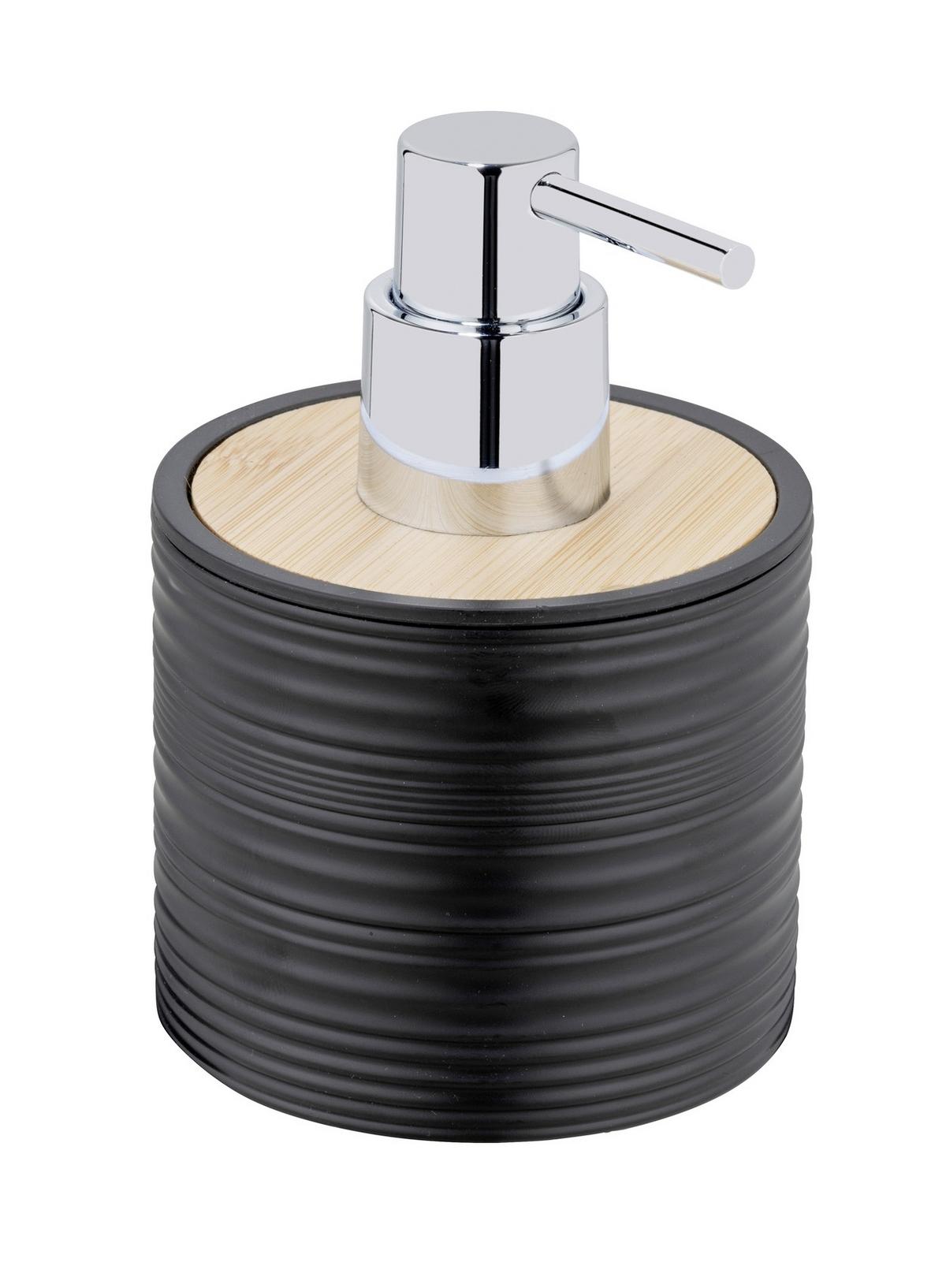 Seifenspender Lyon Schwarz B: 8,7 cm - Schwarz, Trend, Naturmaterialien/Kunststoff (8,7/12,5/8,7cm)