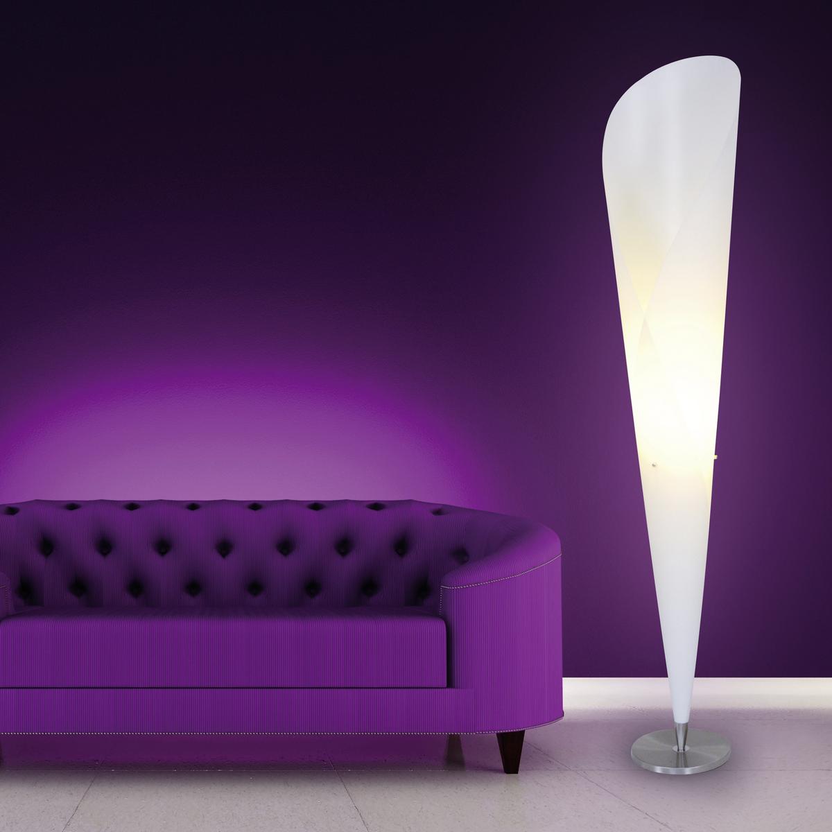 Stehlampe Tulip Weiß Blütenkelchform - Chromfarben/Weiß, KONVENTIONELL, Kunststoff/Metall (30/162cm) - Näve