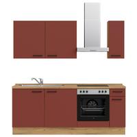 Küchenleerblock Easytouch Low-Line, L5 Rechts - Eichefarben/Rot, MODERN, Holzwerkstoff (210cm) - Nobilia