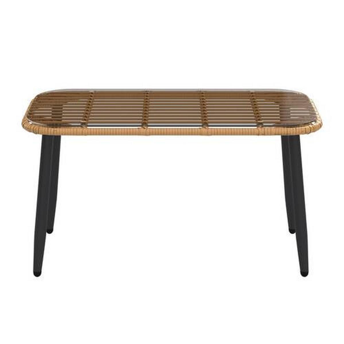 Loungegarnitur Kreta - Naturfarben/Grau, MODERN, Glas/Kunststoff (122cm) - Beldano