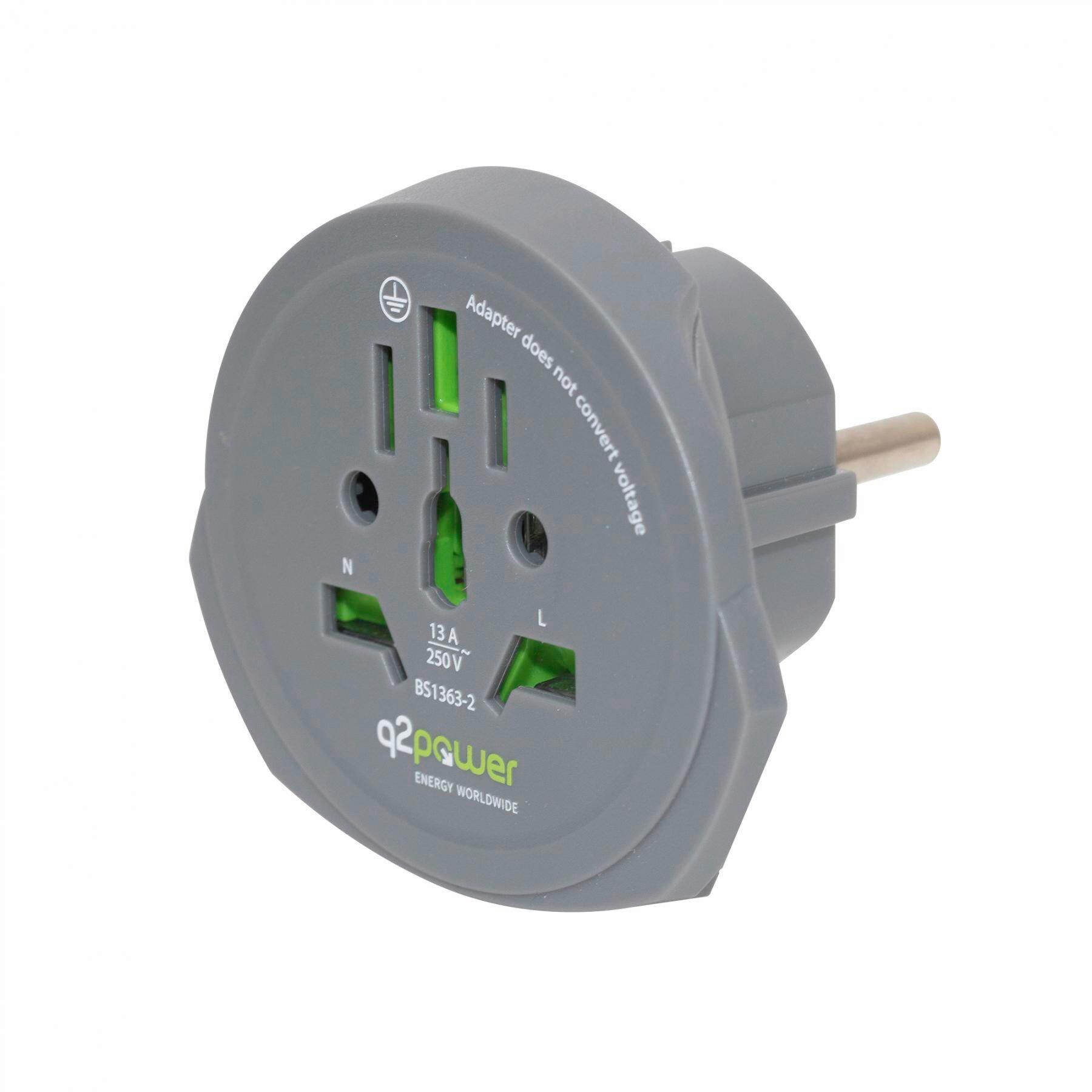 Hálózati Adapter Utazóadapter - sötétszürke, Basics, műanyag/fém (6,6/10,6/5,9cm)