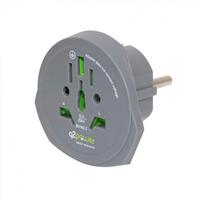 Hálózati Adapter Utazóadapter - sötétszürke, Basics, műanyag/fém (6,6/10,6/5,9cm)