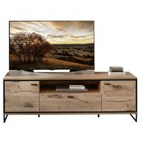 Wohnkombination Schwarz, Eiche Dekor 3 -Teilig. - Eichefarben/Schwarz, KONVENTIONELL, Glas/Holzwerkstoff (275/183/49cm) - Livetastic