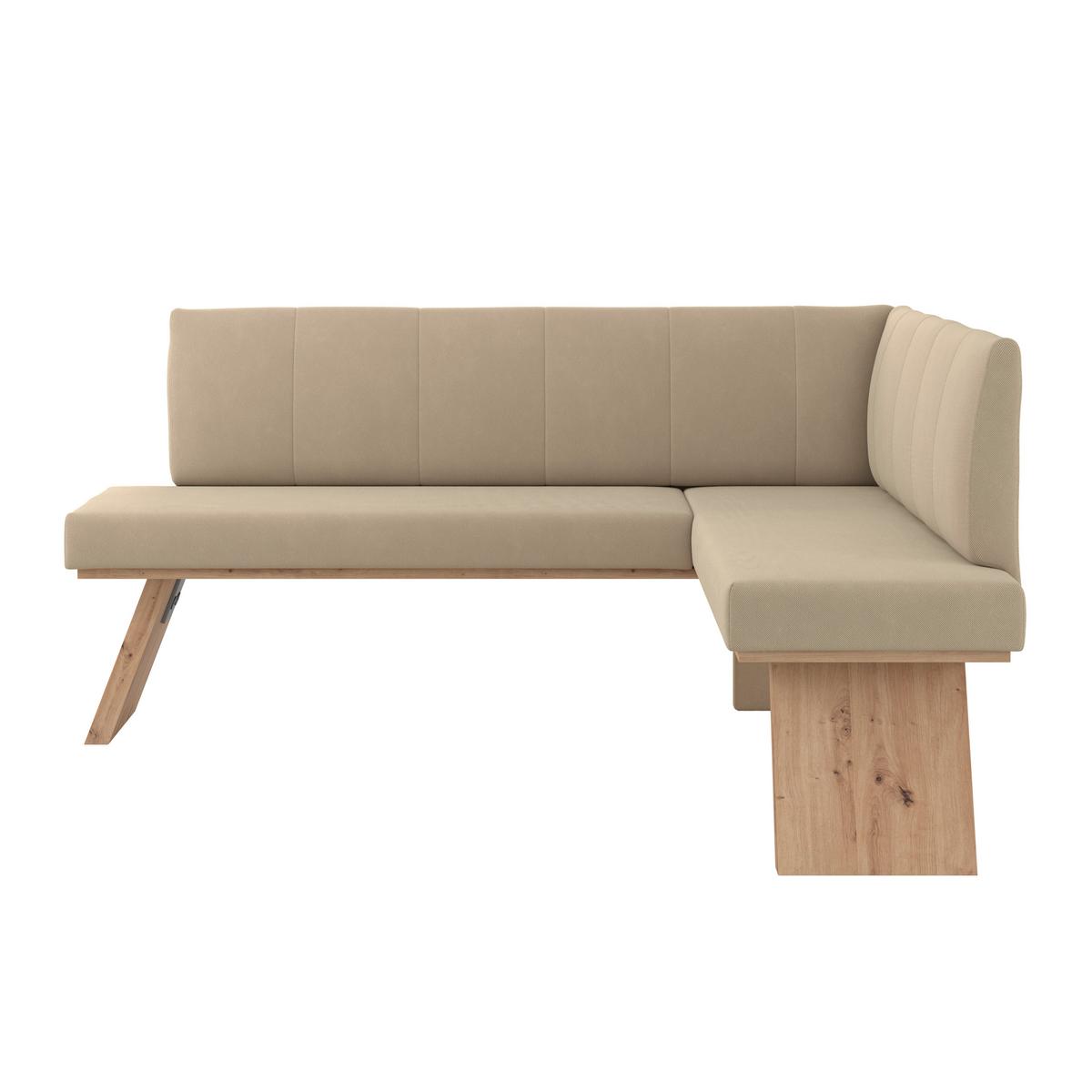 Eckbank Emma Ii Webstoff Beige, B: 185 Cm - Eichefarben/Beige, KONVENTIONELL, Holzwerkstoff/Textil (185/150cm)