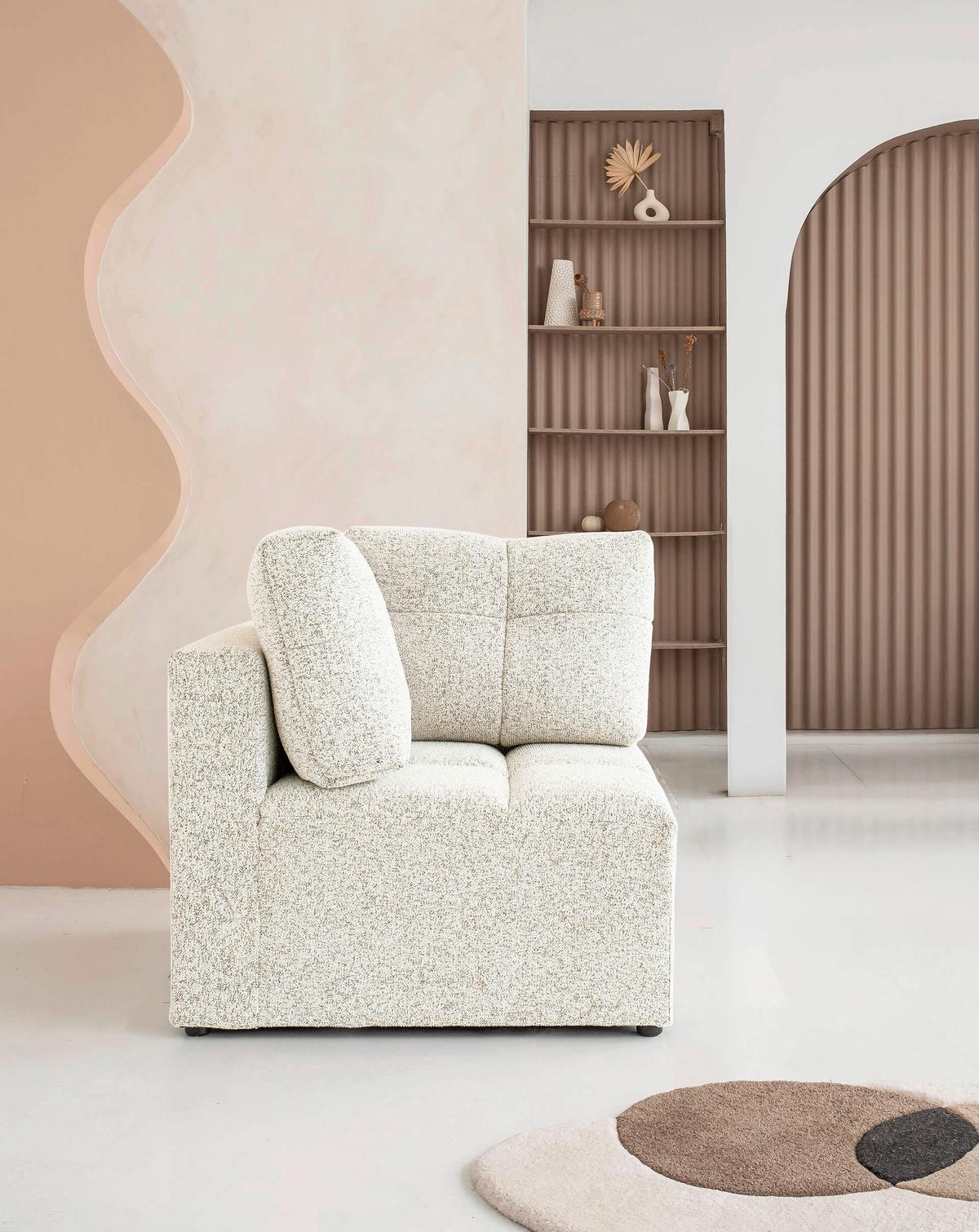 Sofaelement Lulu Beige B: 91cm - Beige/Schwarz, Design, Textil (91/94/91cm) - MID.YOU