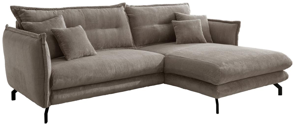 Ecksofa Lava Graubraun S: 255/180 Cm - Graubraun/Schwarz, MODERN, Textil (255/180cm) - Livetastic