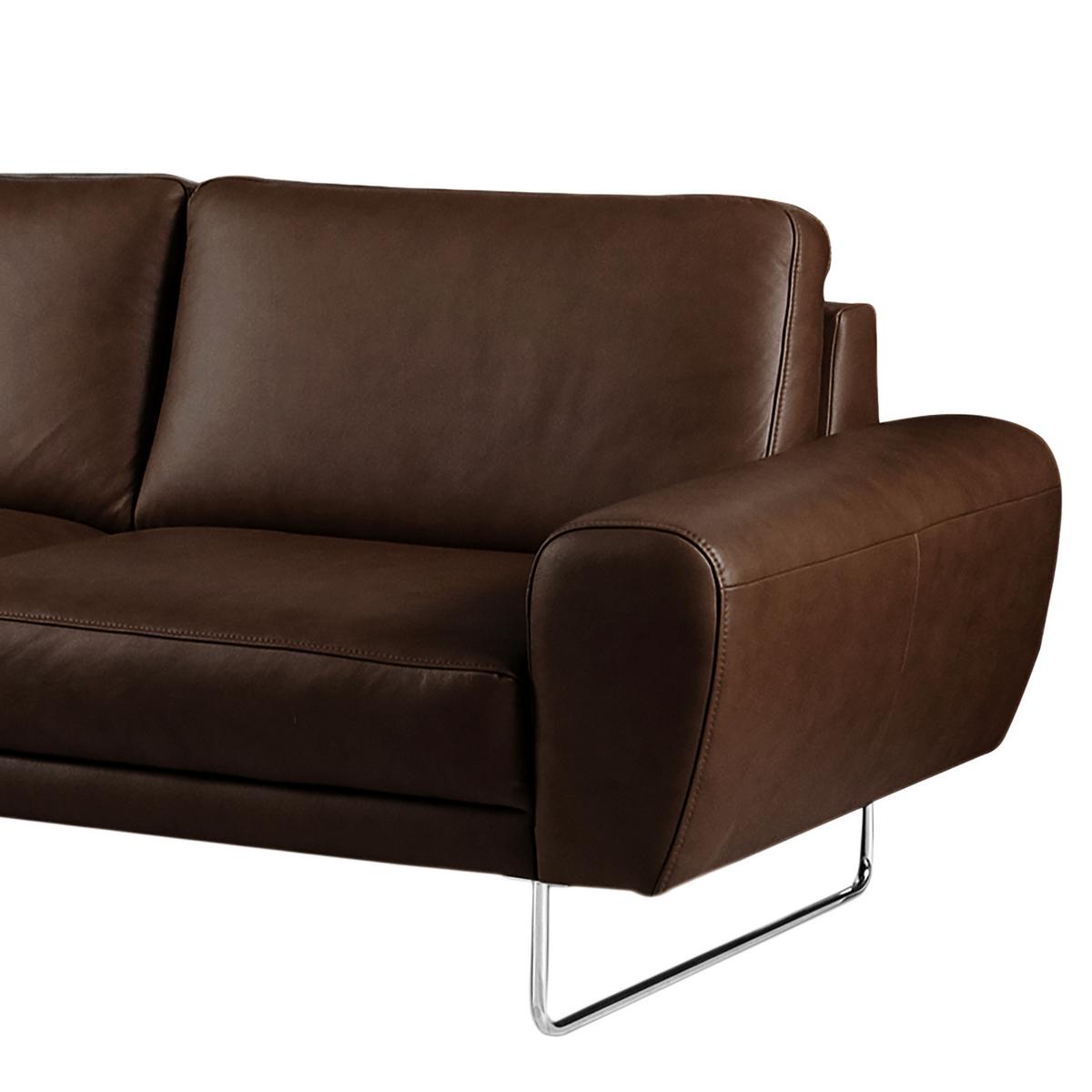 Ecksofa Spring Dunkelbraun Chrom S: 250x273cm - Chromfarben/Dunkelbraun, Design, Leder (250/273cm) - Livetastic
