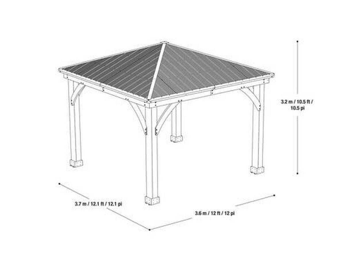 Pavillon Devon 366x366cm Wetterfest - Bronzefarben/Mokka, Basics, Holz/Metall (366/320/366cm)