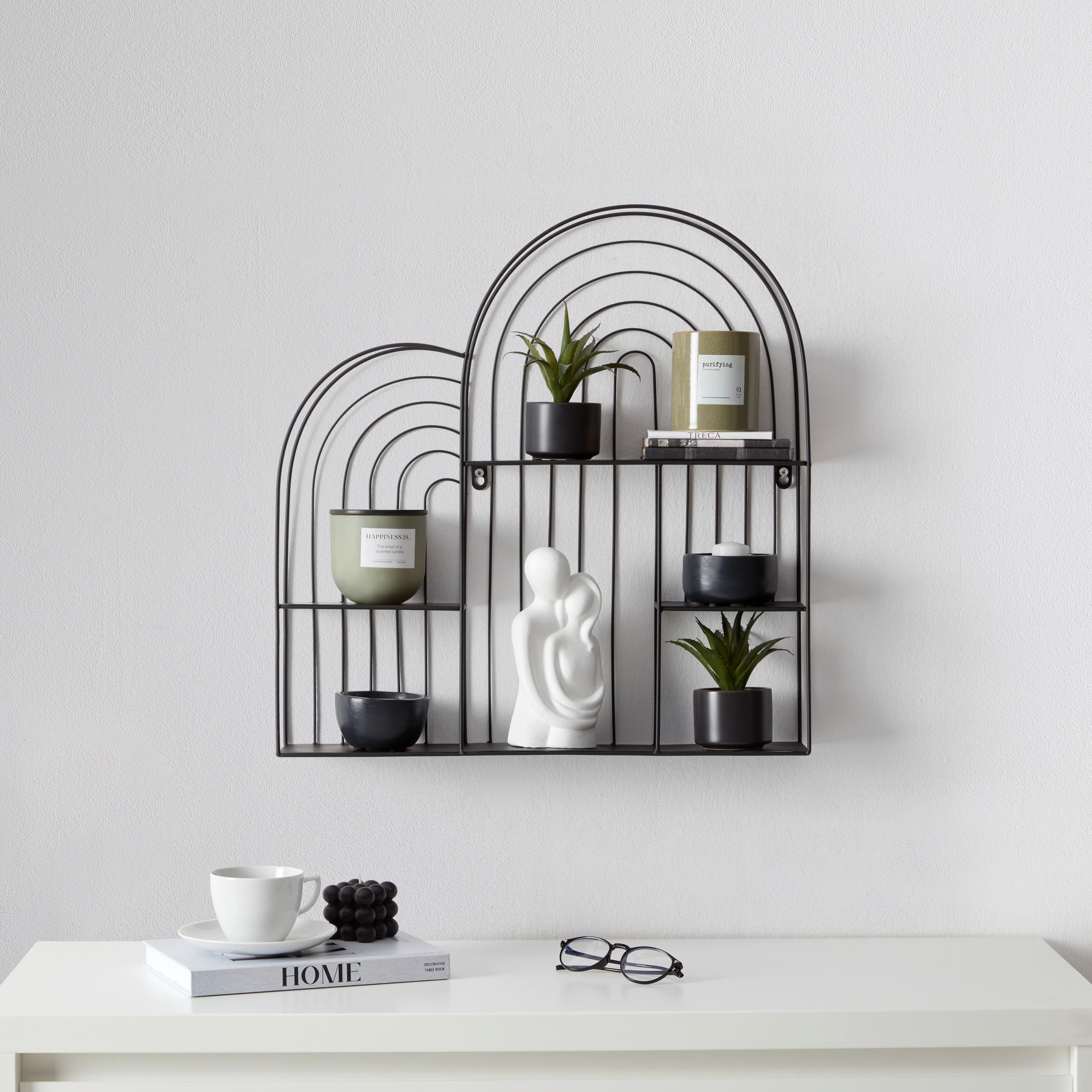 Nástenný regál čierna - čierna, Modern, kov (54/55/11cm) - Mömax
