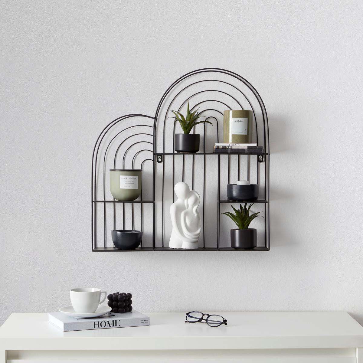 Nástenný regál čierna - čierna, Modern, kov (54/55/11cm) - Mömax