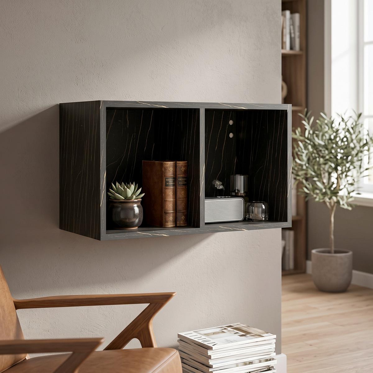 Wandregal Las Vegas Schwarz B: 60 cm - Schwarz, MODERN, Holzwerkstoff (60/36/37cm) - Vertico