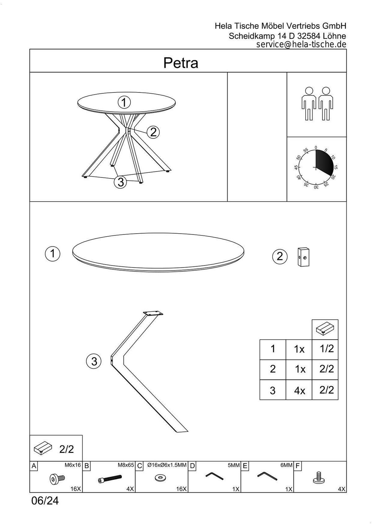 ESSTISCH PETRA T - Hellgrau/Schwarz, MODERN, Holzwerkstoff (120/76/120cm) - P & B
