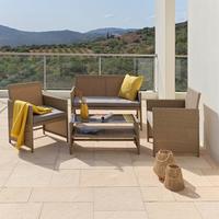 TERASOVÁ SEDACÍ SOUPRAVA CASABLANCA - černá/hnědá, Moderní, kov/textil - Mömax