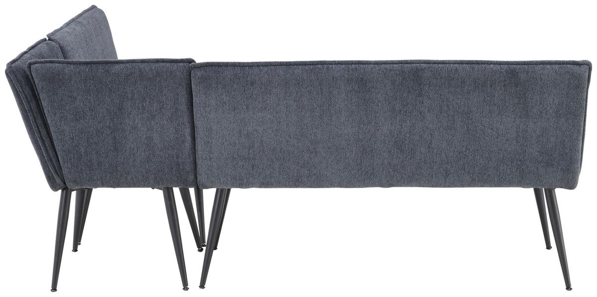Eckbank Grau Leinenoptik Polyester Aleks 195x157 cm - Schwarz/Grau, LIFESTYLE, Textil/Metall (195/157cm) - MID.YOU