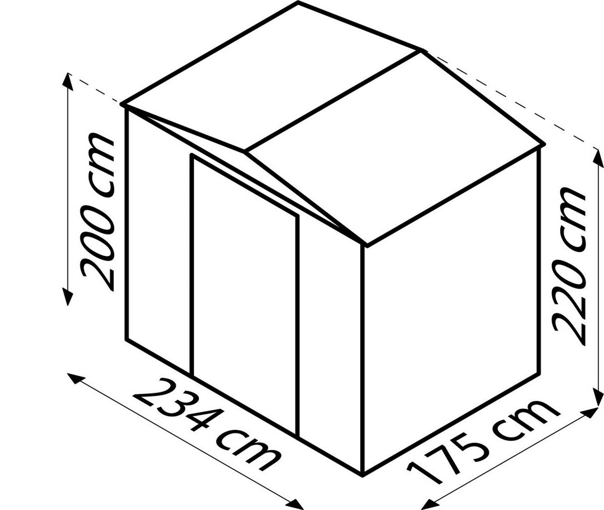 Gerätehaus Mit Satteldach 245x220x185 Cm - Silberfarben, Basics, Metall (245/220/185cm)
