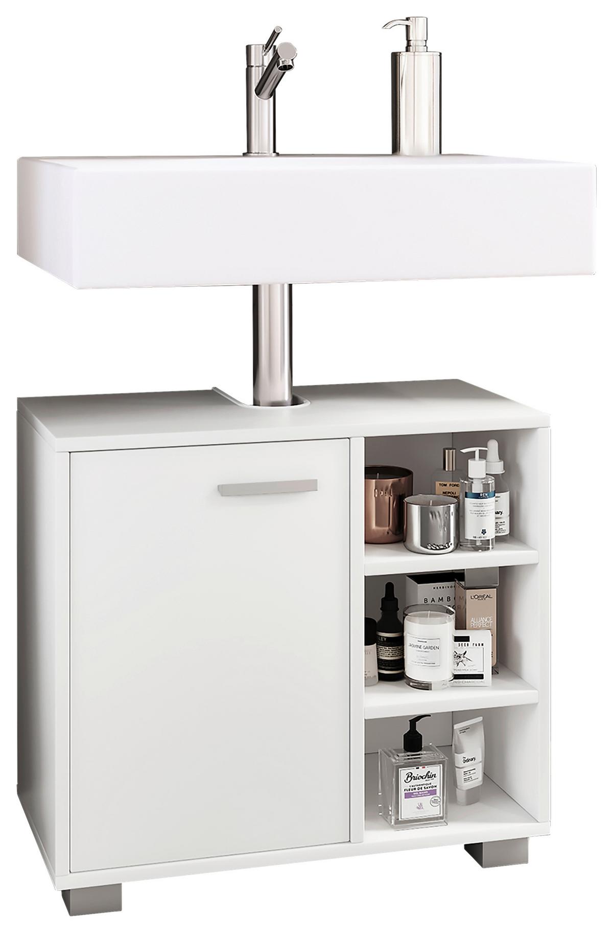 Waschbeckenunterschrank Zalo L B: 60cm Weiß - Weiß/Grau, MODERN, Holzwerkstoff (60/54,8/30cm) - MID.YOU