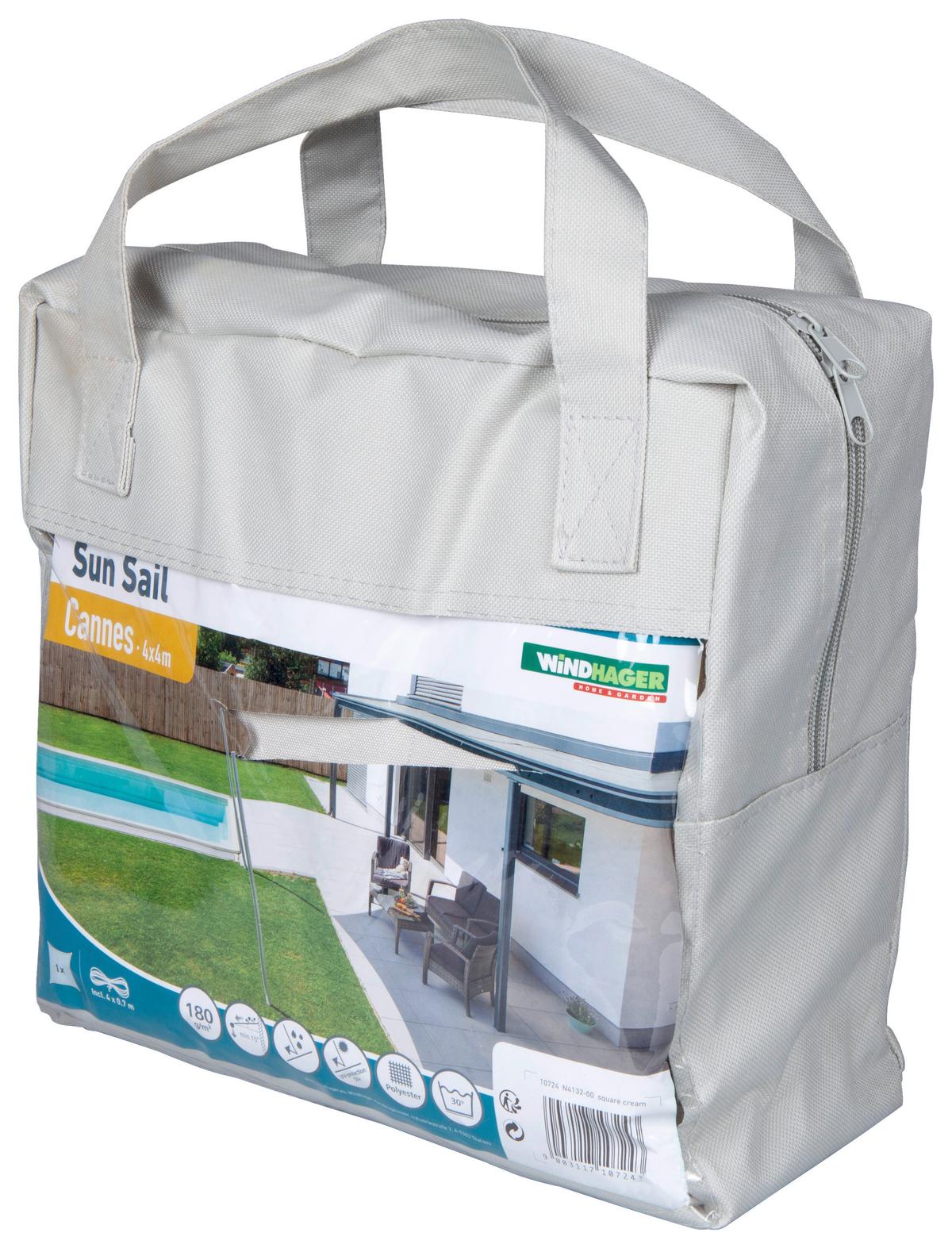 Sonnensegel Quadrat 4x4 M - Creme/Grau, Basics, Kunststoff (400/400cm)