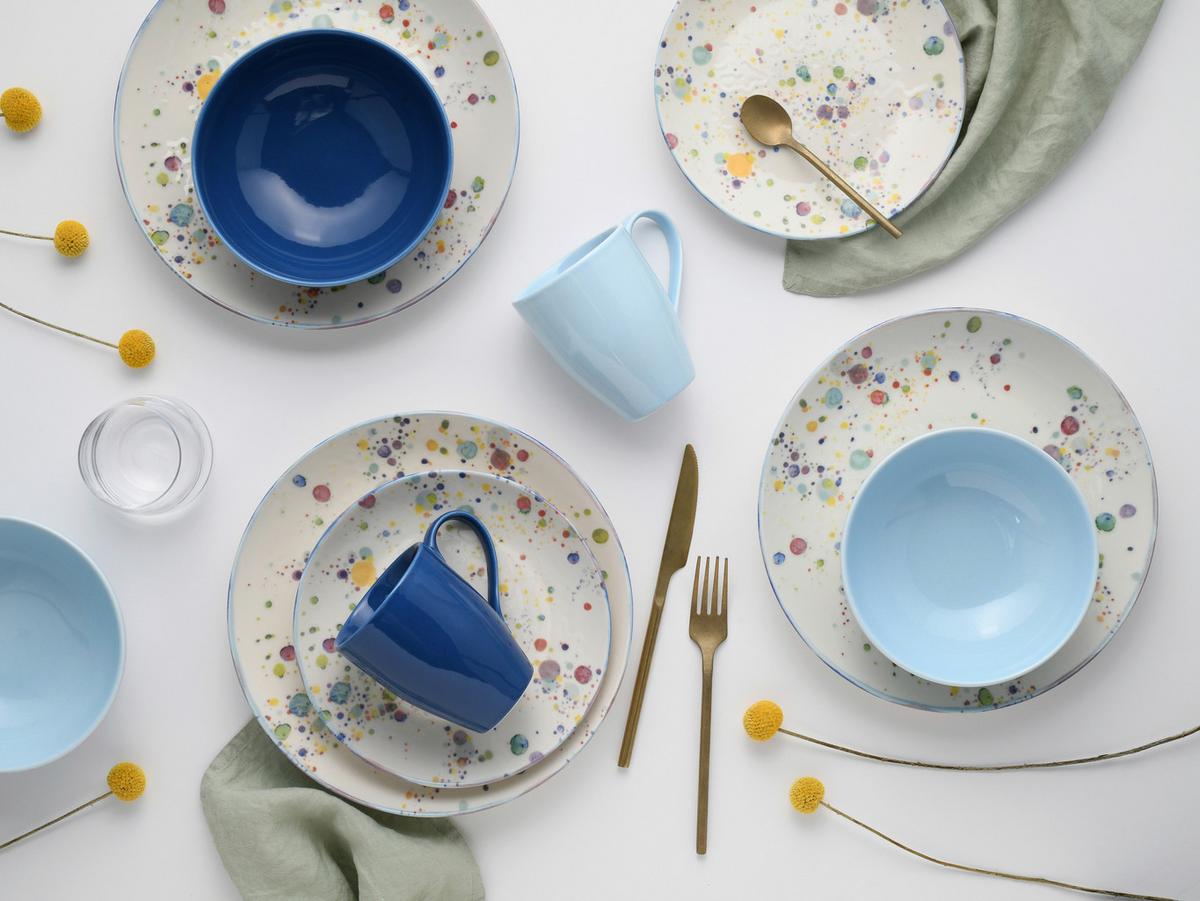 Kombiservice Candy, Blau, 16-Teilig - Blau/Pastellblau, Basics, Keramik - Creatable