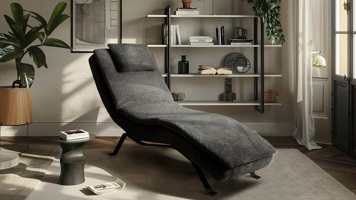 Relaxliege Black Anthrazit, B: 65cm - Anthrazit/Schwarz, Design, Leder (65/95/171cm) - Celina Home