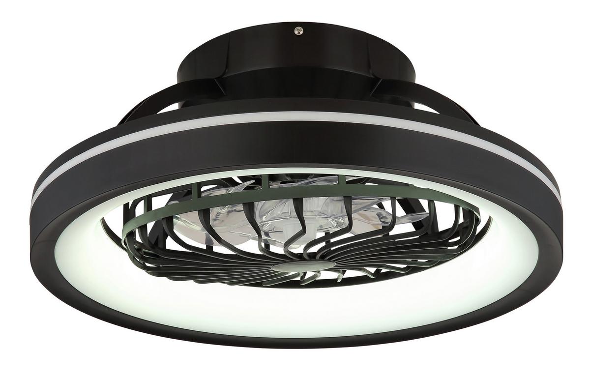 Deckenventilator 03665 Deanne - Klar/Schwarz, KONVENTIONELL, Kunststoff (48/20cm) - Globo