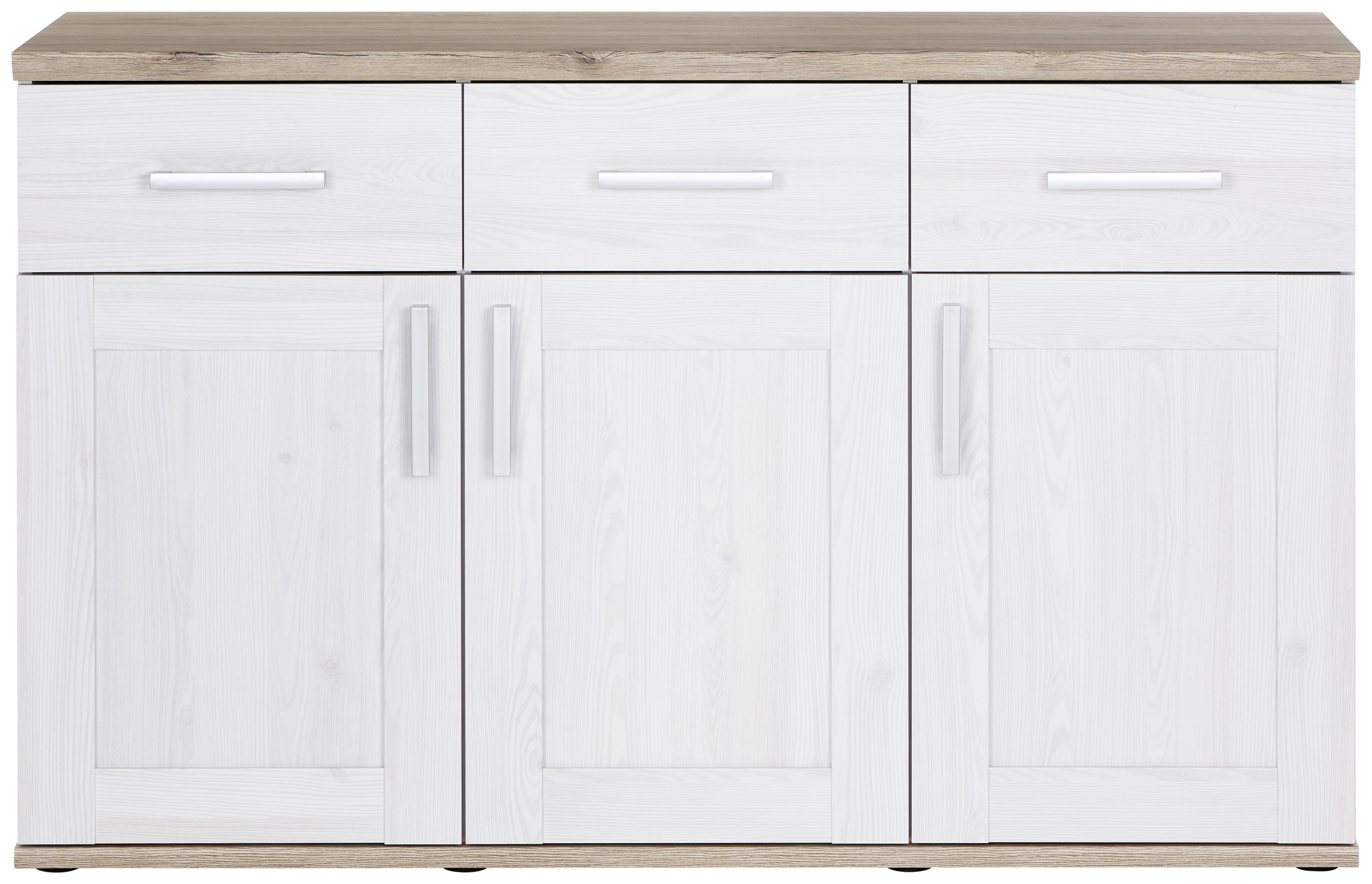 Komoda Romance - farby duba/biela, Moderný, kompozitné drevo/plast (140/89/46cm)