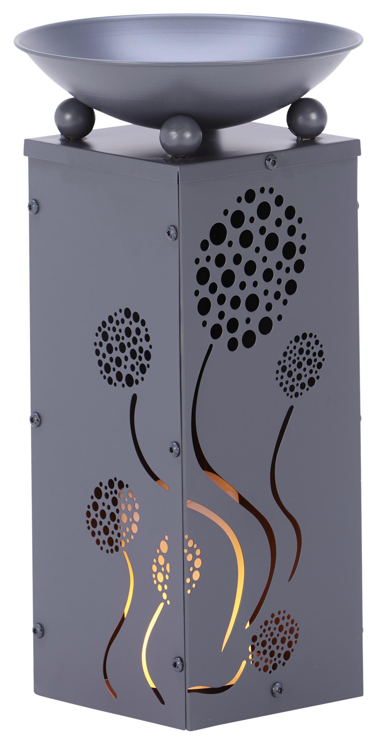 Led Dekosäule mit Schale Pusteblume H: 39 cm - Grau, Basics, Metall (21/21/39cm)