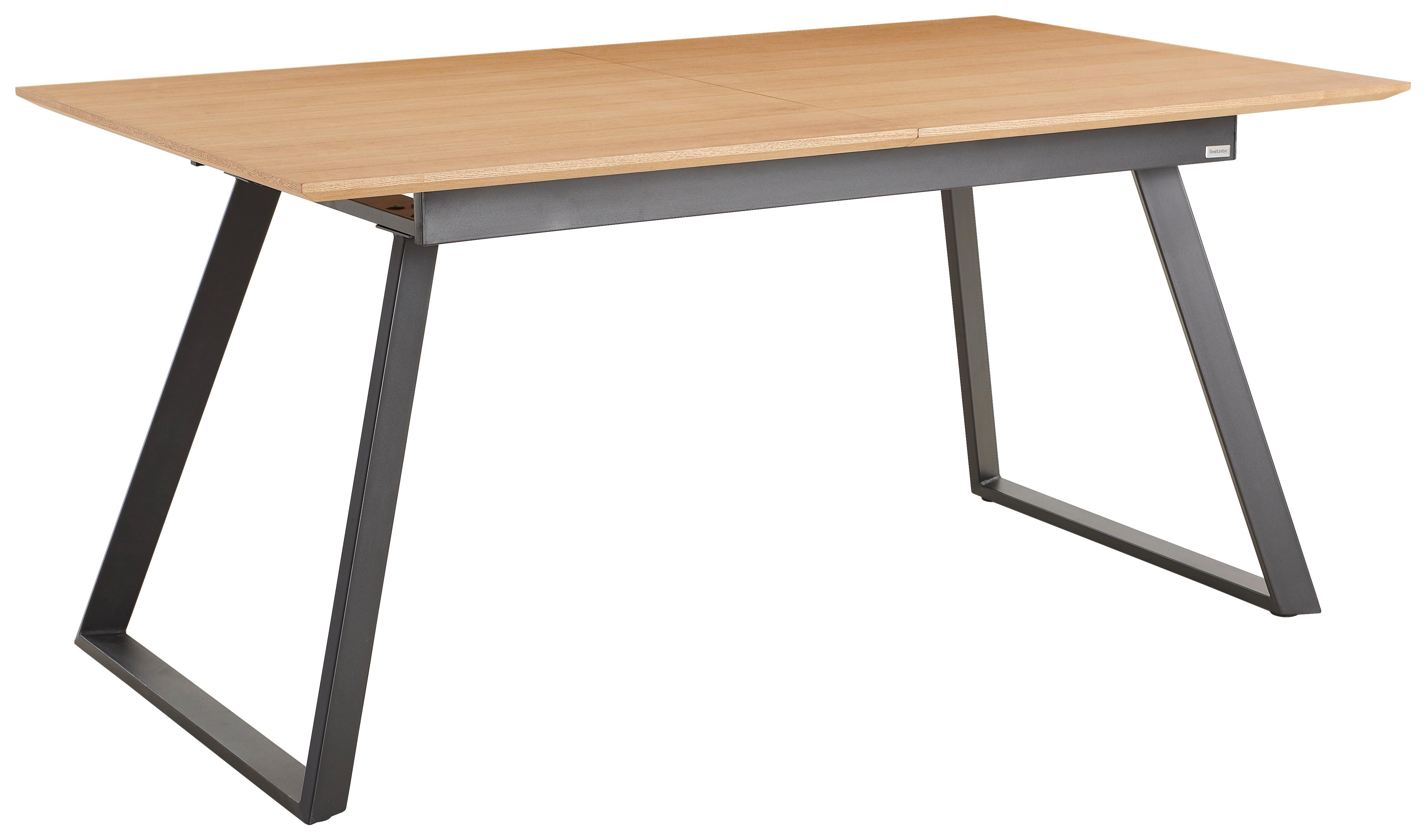 Esstisch Ausziehbar Track 160-200x90 Cm Natur/schwarz - Schwarz/Naturfarben, MODERN, Holz/Holzwerkstoff (160-200/90/75cm) - Livetastic