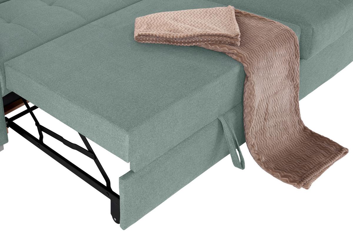 Ecksofa Mit Bettkasten Perry Grün 292x183 Cm - Silberfarben/Grün, Design, Textil (292/183cm) - Livetastic